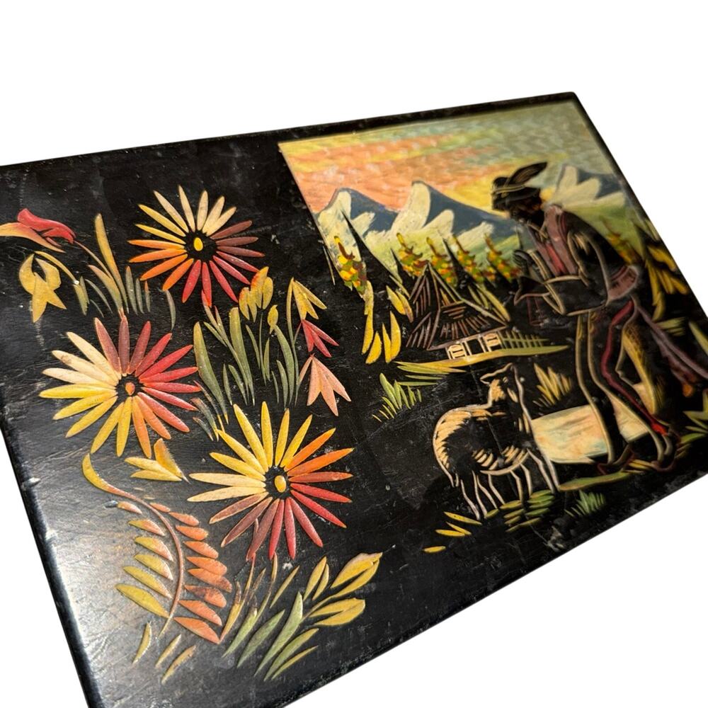 Vintage Trinket box’s featuring chip carving & hand painted art